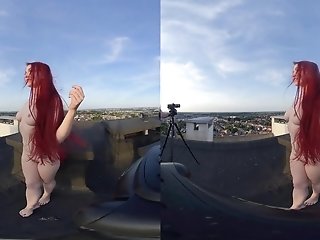 Lady Vengeance - Photoshoot On A Rooftop - Red-haired Naked Outdoors