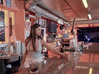 Whorish Big-titted Bar Lady Alyssia Kent Exposes Booty And Gives Customer A Rail